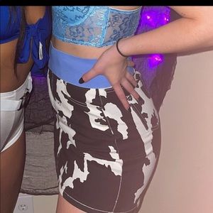 Denim cow print skirt